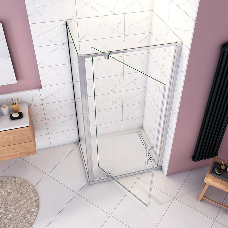 Duschkabine Eckeinstieg 185 cm Duschabtrennung Drehtür 5mm ESG Klarglas Hochglanz Chrom
