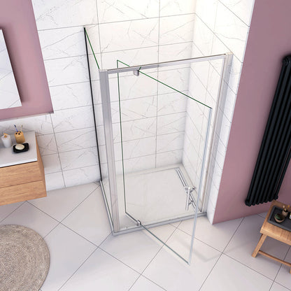 Duschkabine Eckeinstieg 185 cm Duschabtrennung Drehtür 5mm ESG Klarglas Hochglanz Chrom