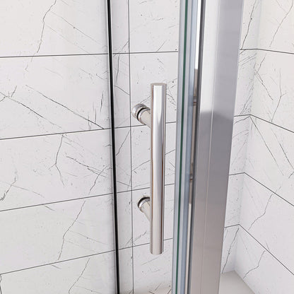 Duschkabine Eckeinstieg 185 cm Duschabtrennung Drehtür 5mm ESG Klarglas Hochglanz Chrom