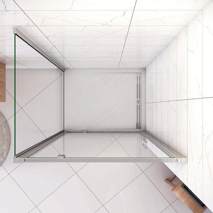 Duschkabine Eckeinstieg 185 cm Duschabtrennung Drehtür 5mm ESG Klarglas Hochglanz Chrom