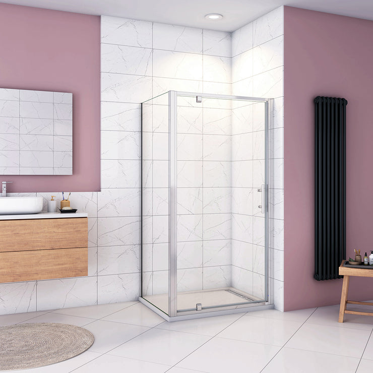 Duschkabine Eckeinstieg 185 cm Duschabtrennung Drehtür 5mm ESG Klarglas Hochglanz Chrom