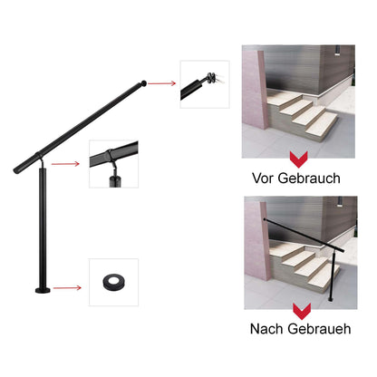 Eingangsgeländer Schwarz, Wandhandlauf, Geländer Edelstahl Handlauf, Treppengeländer