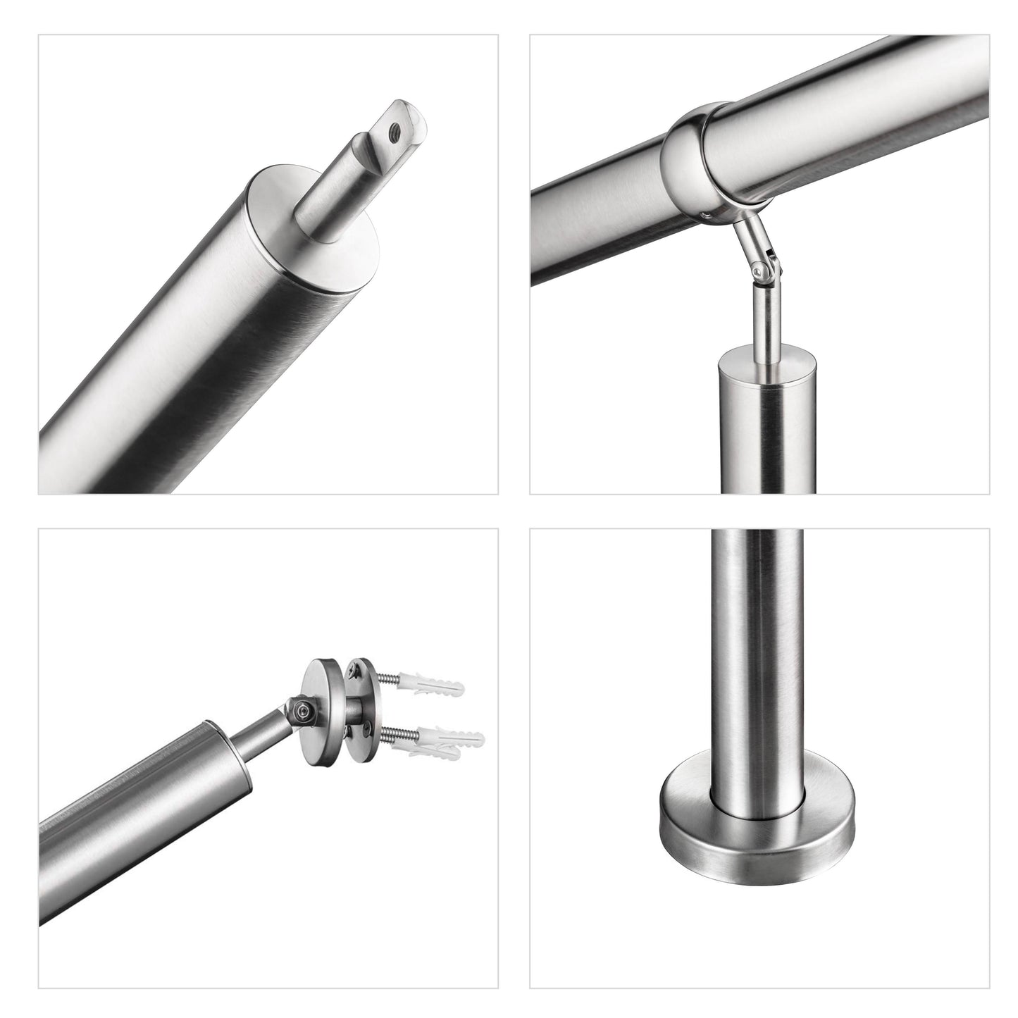 Eingangsgeländer Silber, Wandhandlauf, Geländer Edelstahl Handlauf, Treppengeländer