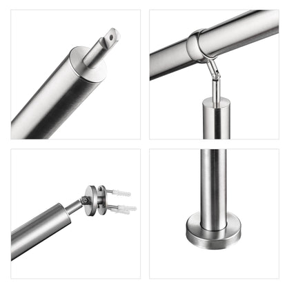 Eingangsgeländer Silber, Wandhandlauf, Geländer Edelstahl Handlauf, Treppengeländer