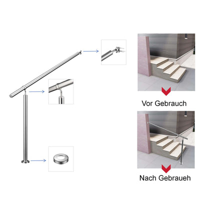 Eingangsgeländer Silber, Wandhandlauf, Geländer Edelstahl Handlauf, Treppengeländer