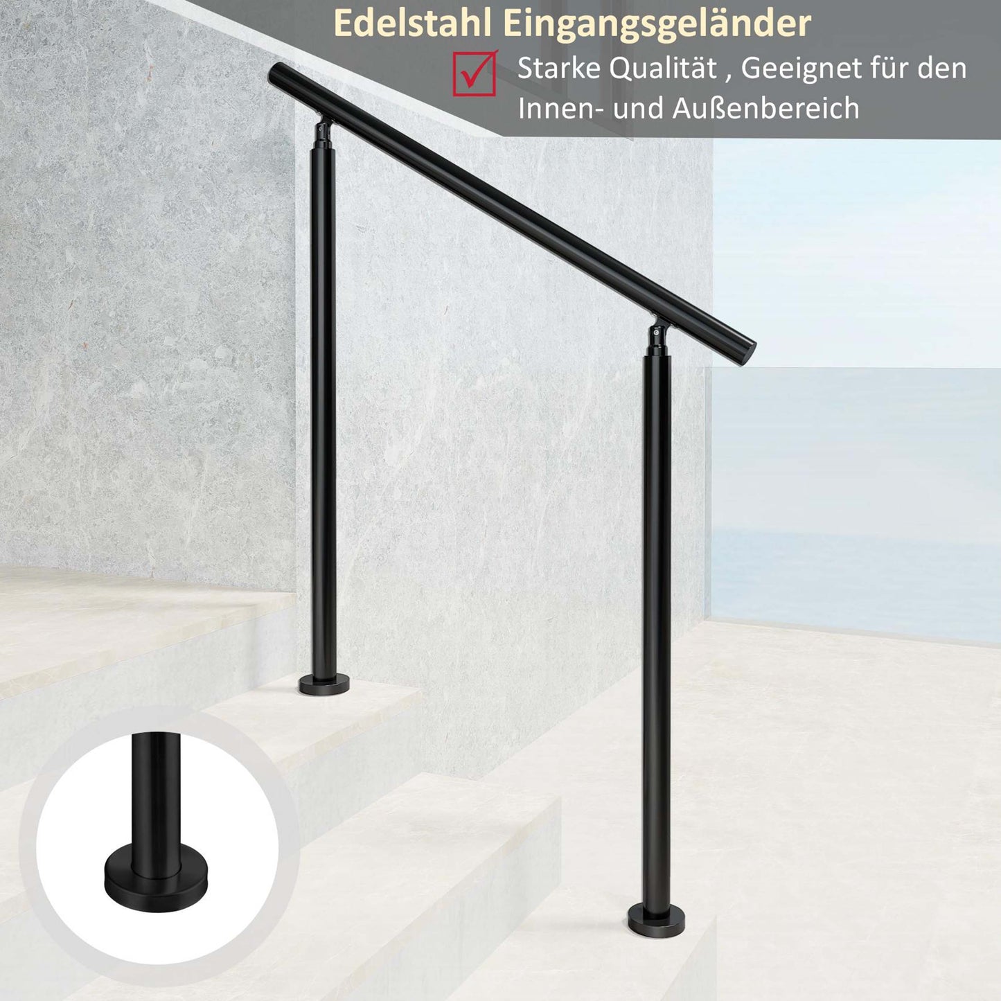 Geländer Edelstahl Handlauf, Eingangsgeländer Schwarz, Treppengeländer Innen und Außen