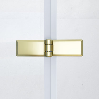 Duschkabine Falttür Nischentür Drehtür Goldfarben 90 cm NANO Glas Dusche H.195cm