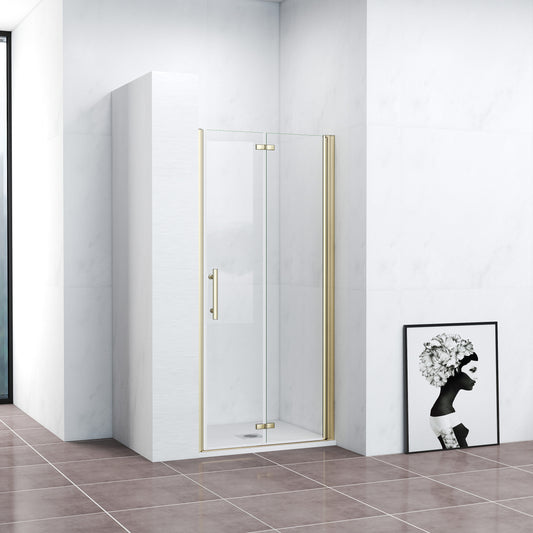 Duschkabine Falttür Nischentür Drehtür Goldfarben 120 cm NANO Glas Dusche H.195cm