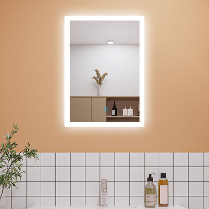 Badezimmerspiegel Wandspiegel 70x50 cm LED Spiegel mit TOUCH Beheizt Badspiegel Kaltweiß Licht beschlagfrei