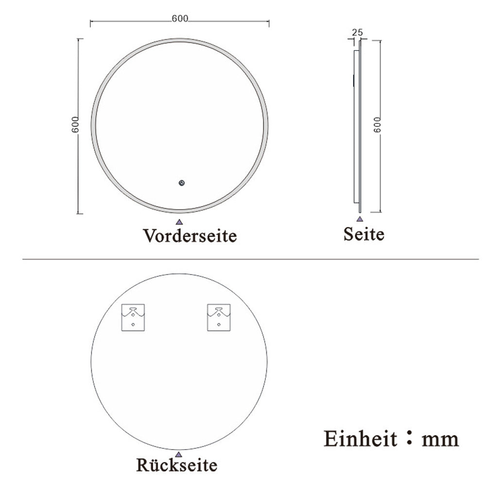 LED Badspiegel 60 cm Rund TOUCH Beschlagfrei Wandspiegel LED-Spiegel Make-up-Spiegel