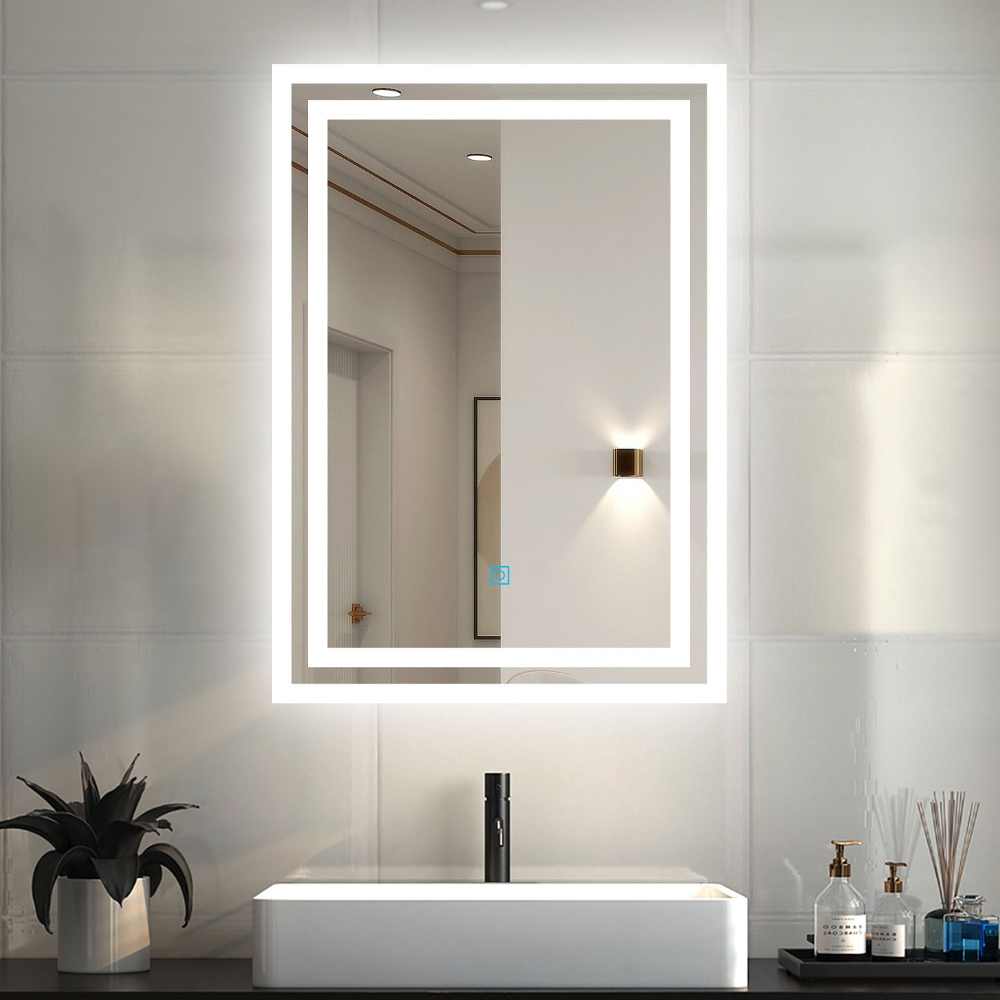 Badspiegel Wandspiegel mit LED Beleuchtung 60x50 cm