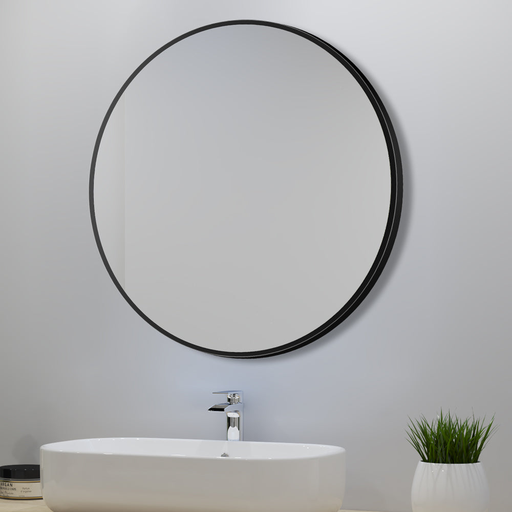 Wandspiegel Badspiegel mit Rahmen Spiegel HD, Schwarz 60 cm