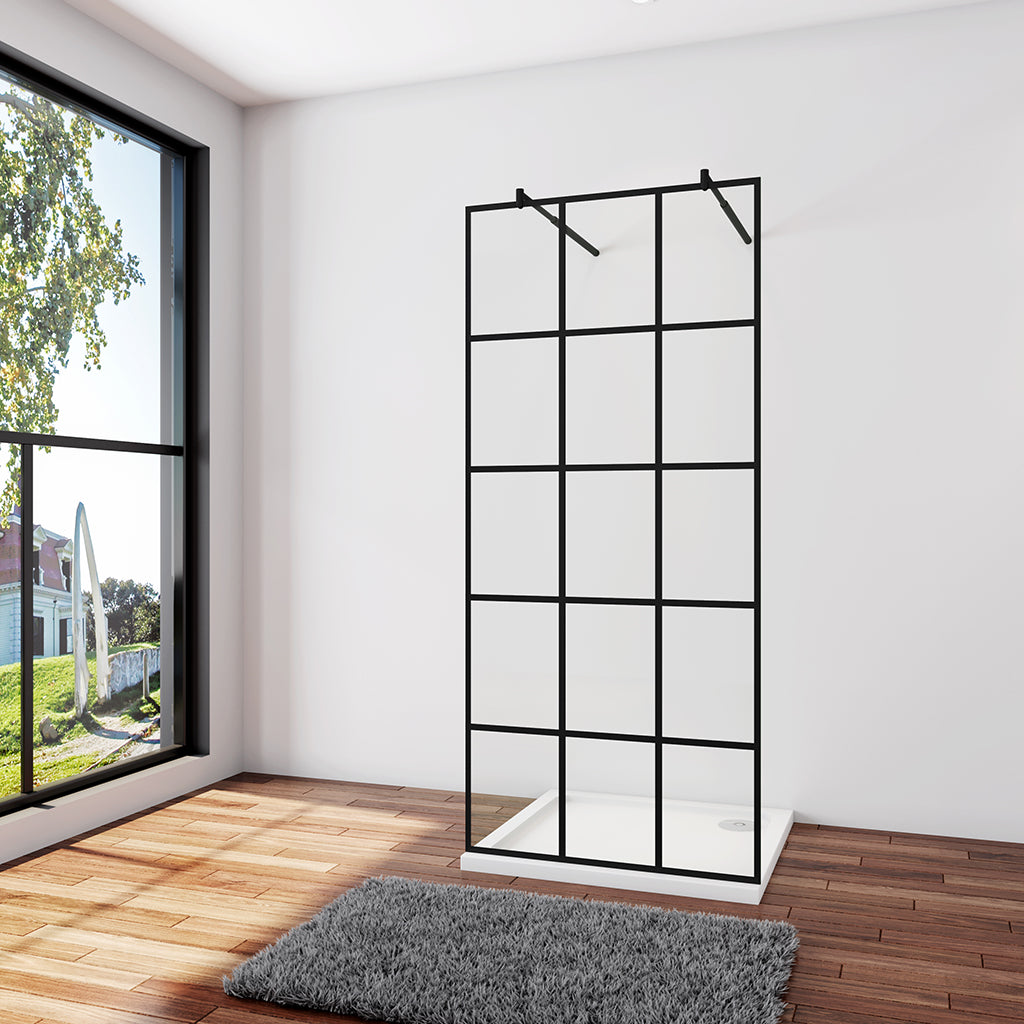 Walk-In Duschen barrierefreies Bad 8mm NANO Glas 97.7 x H.200 cm mit 70-120cm Stabilisationsstange