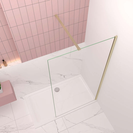 Duschabtrennung Walk-In Dusche 8mm Glaswand H.200cm Duschtrennwand NANO Glas Golden