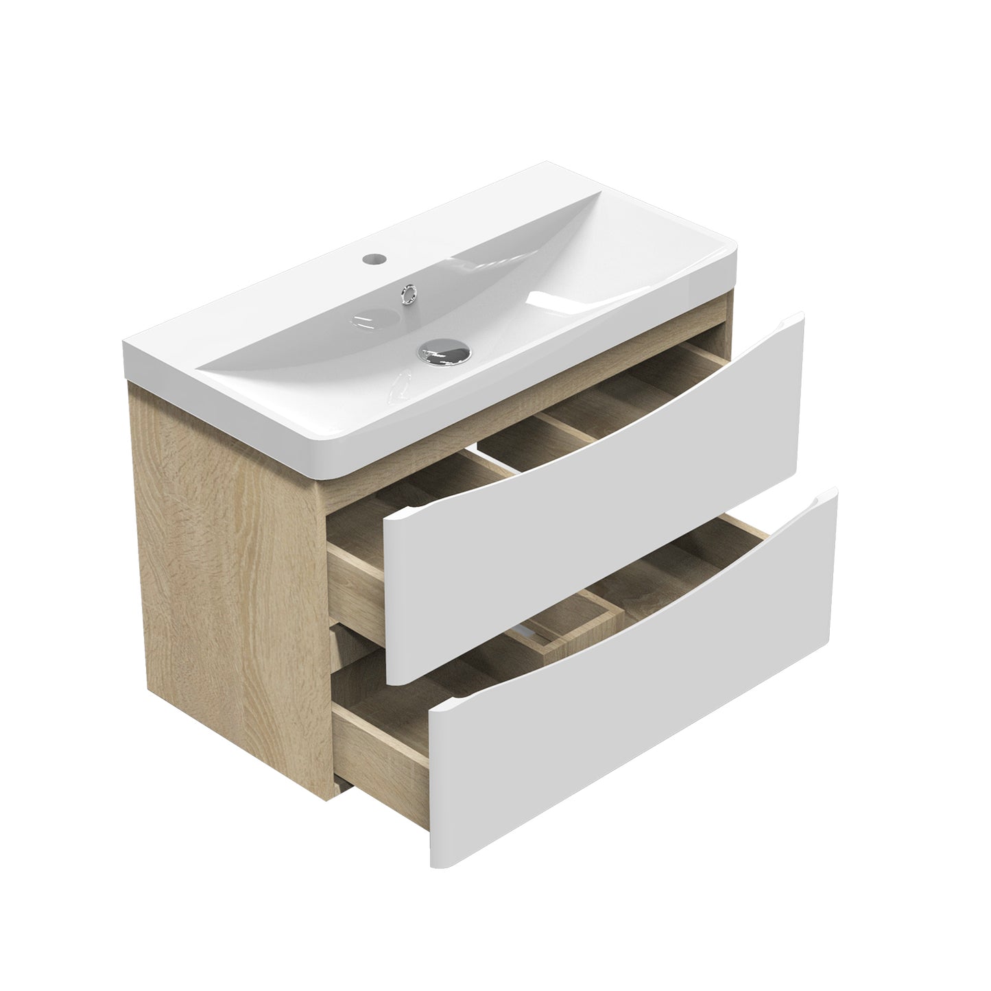 Waschbecken mit Unterschrank Hängeschrank Badmöbel Set 80 cm
