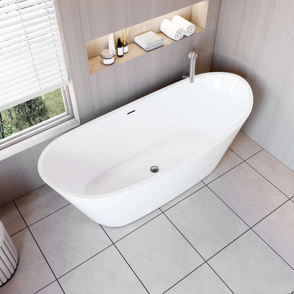 Freistehende Badewanne Acrylwanne 170x72 cm weiß inkl. Ab-/Überlauf