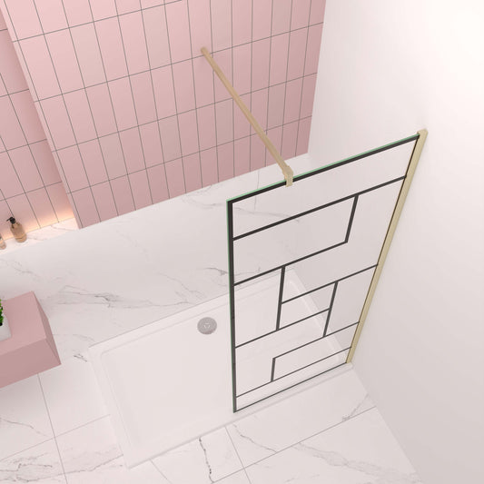 Duschabtrennung Walk-In 8mm Nano ESG Duschkabine H200 cm mit Stabilisierungsstange