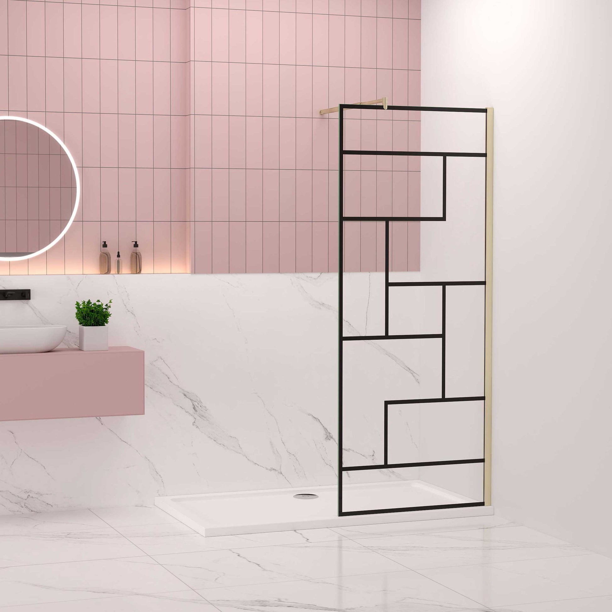 Duschkabine 70-140xH.200 cm NANO Sicherheitsglas profil golden