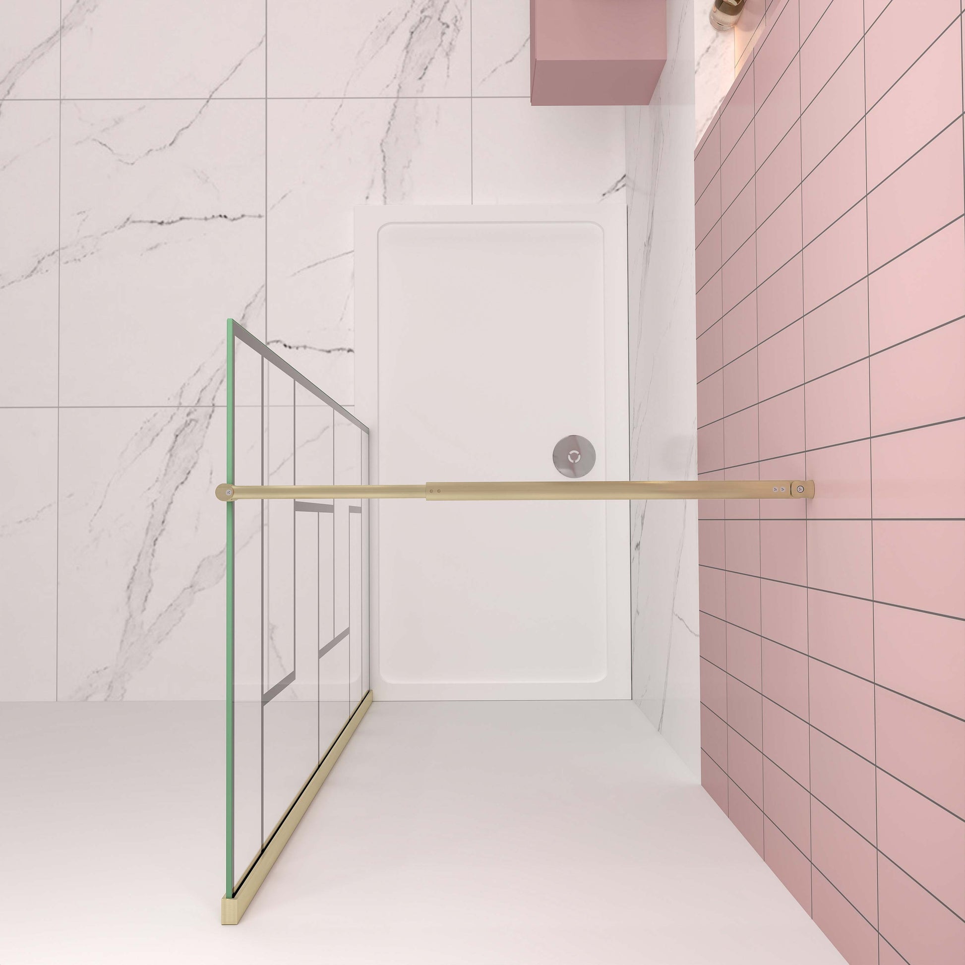 Duschwand 70-140xH.200 cm NANO Sicherheitsglas profil golden