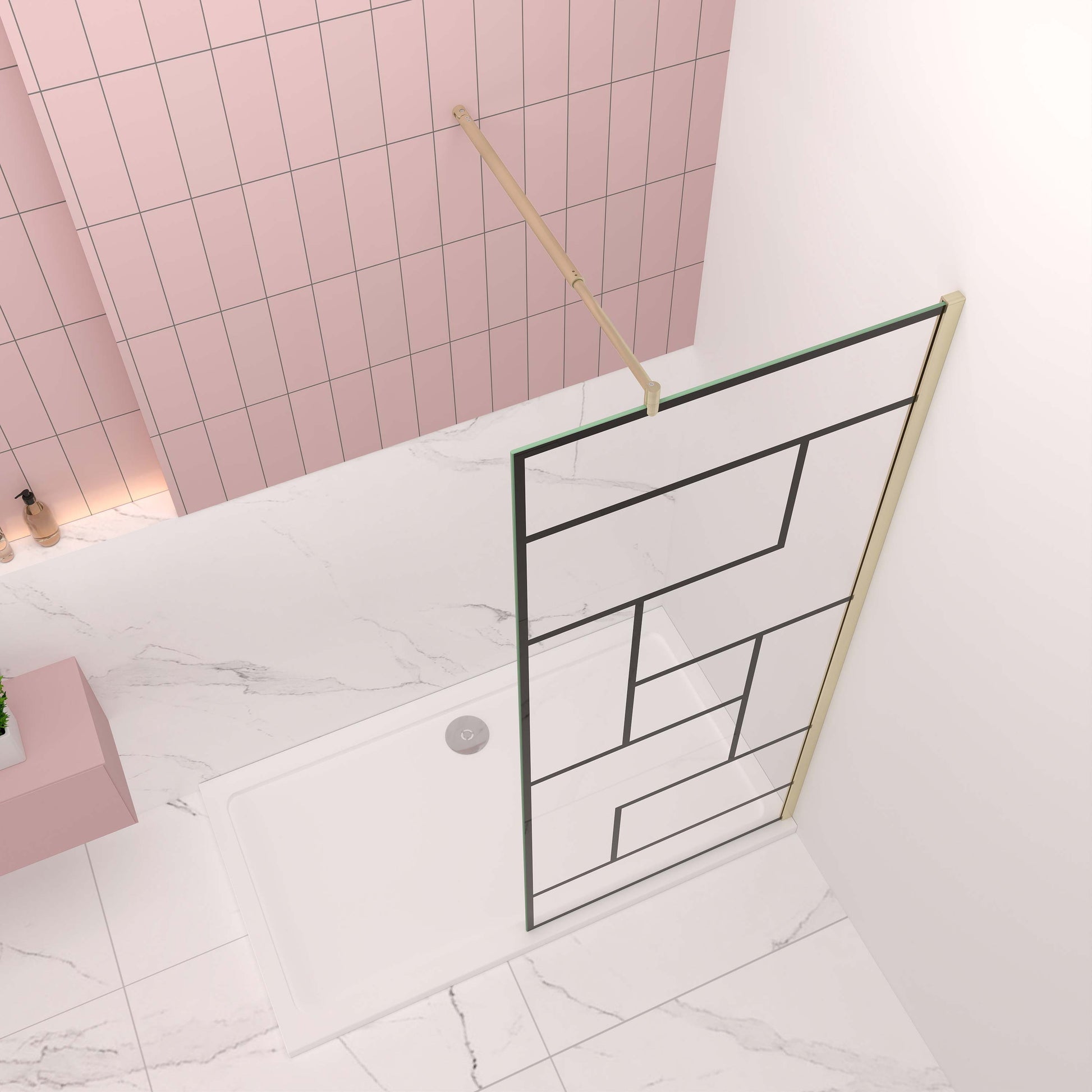 badezimmer ideen 70-140xH.200 cm NANO Sicherheitsglas profil golden