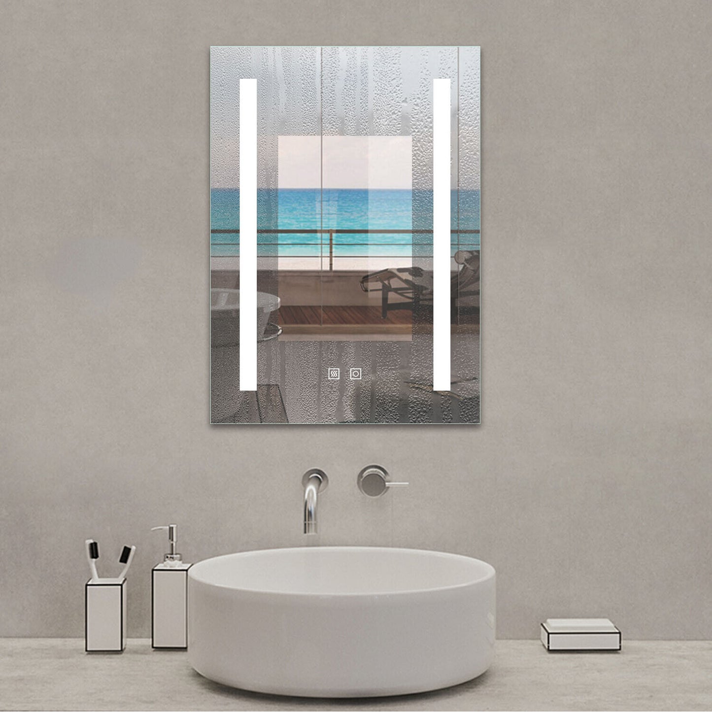 Badspiegel mit LED Beleuchtung Doppel Touch Beschlagfrei Wandspiegel beleuchtet 50x70 cm