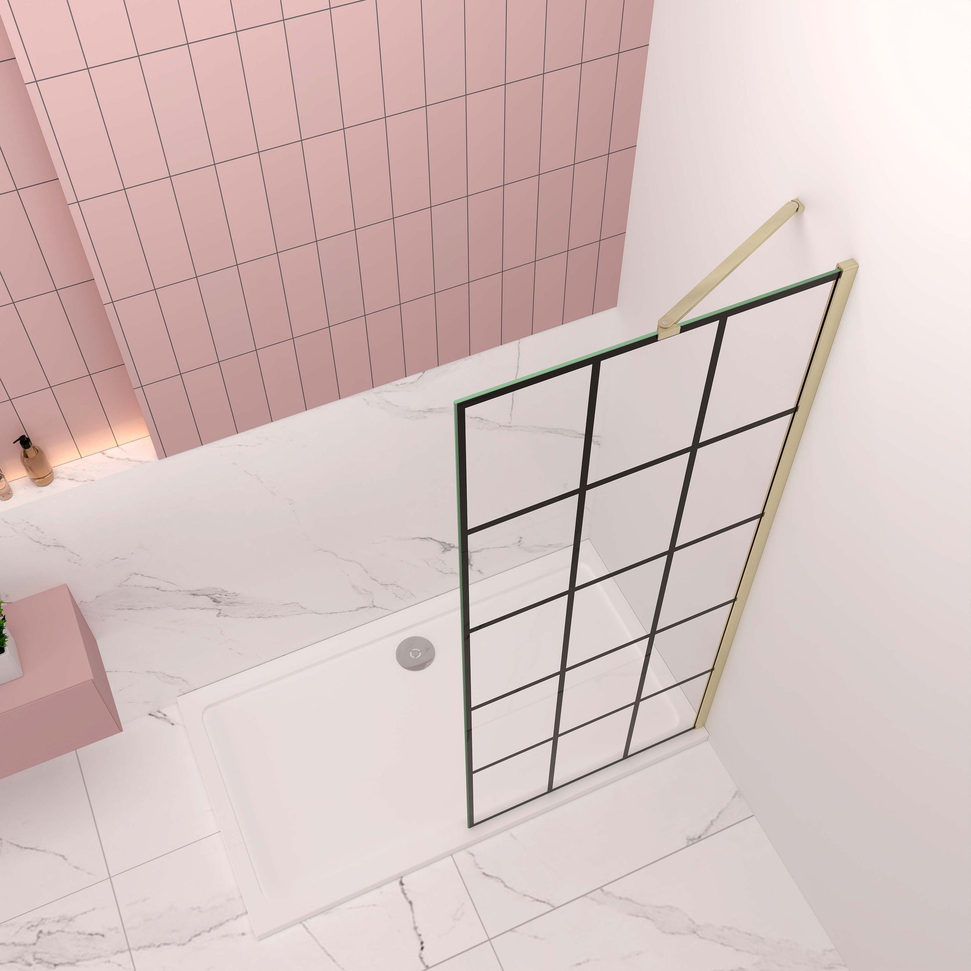 Duschwand 80-140xH.200 cm NANO Sicherheitsglas dusche gold