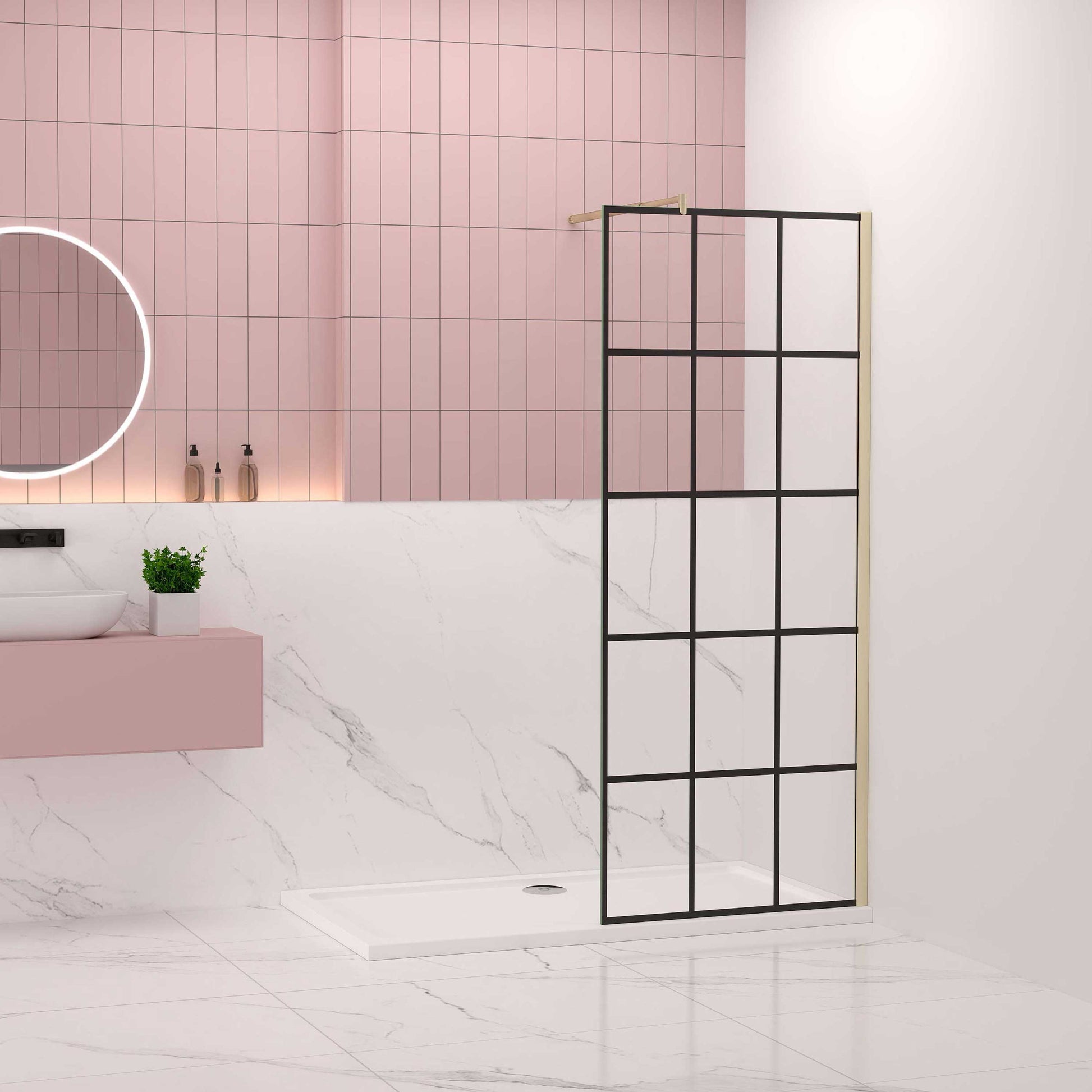 Duschkabine 80-140xH.200 cm NANO Sicherheitsglas profil golden