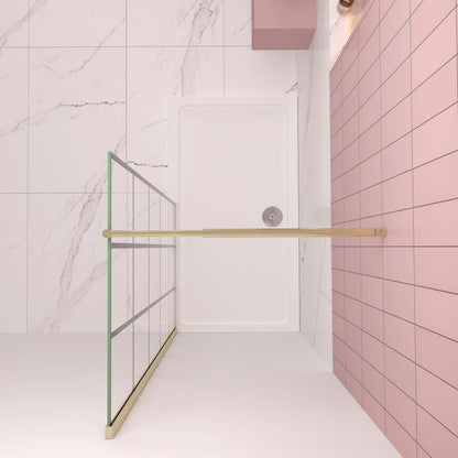 Duschwand 80-140xH.200 cm NANO Sicherheitsglas profil golden