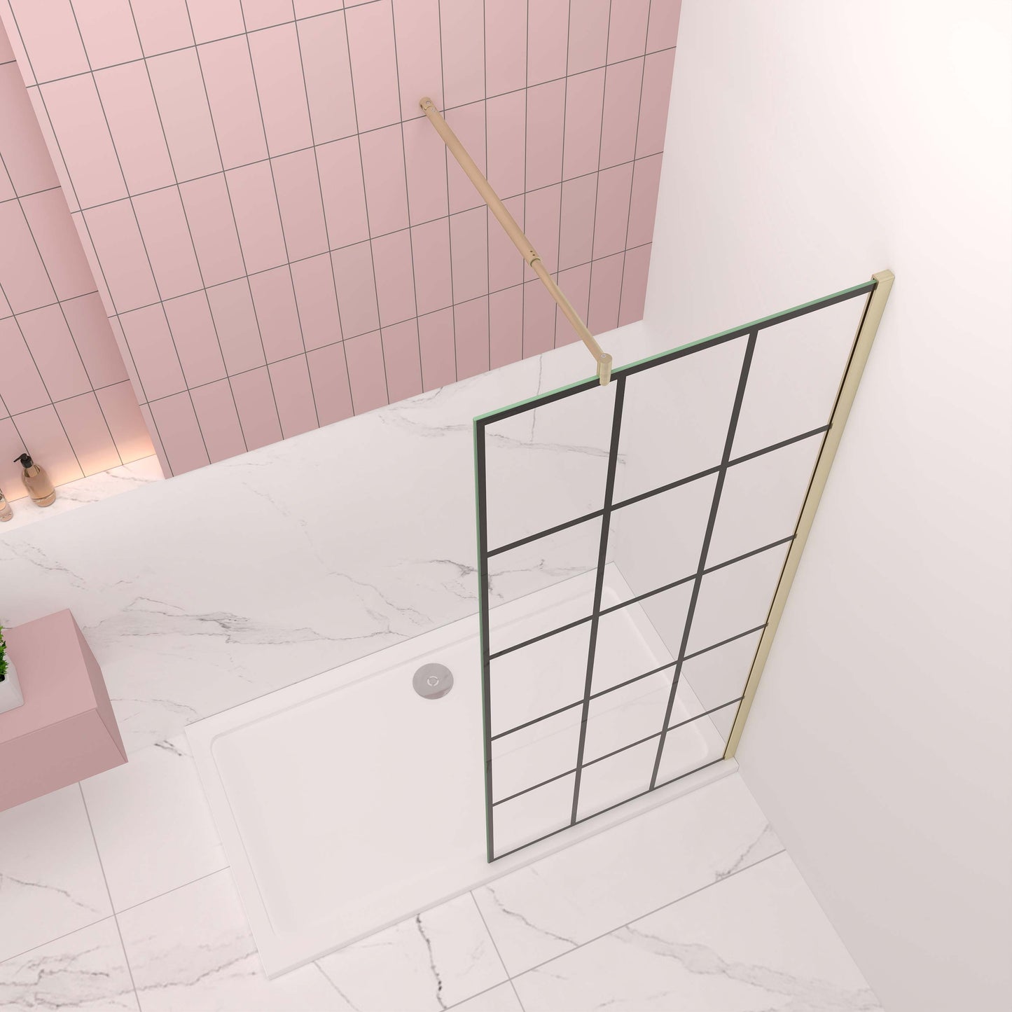 badezimmer ideen 80-140xH.200 cm NANO Sicherheitsglas profil golden