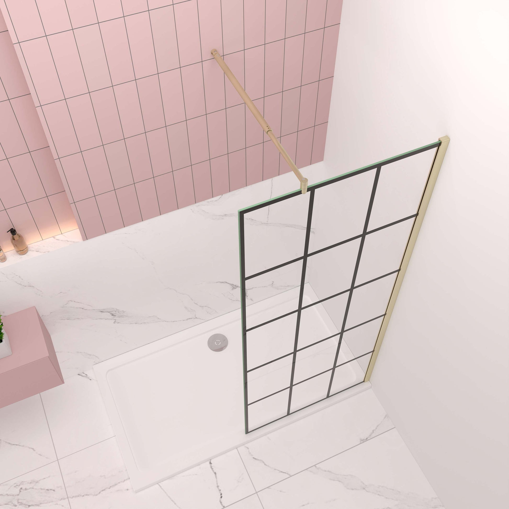 badezimmer ideen 80-140xH.200 cm NANO Sicherheitsglas profil golden