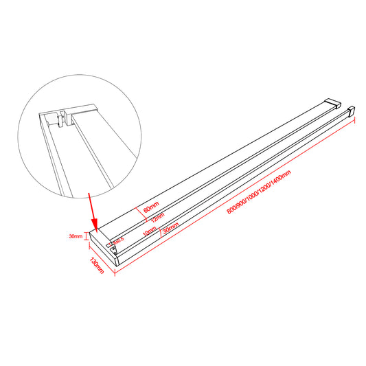 Ablage & Handtuchhalter für 8mm Walk In Glaswand