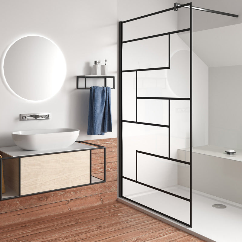 8mm Walk in Dusche Duschwände Duschwand Duschabtrennung Schwarz NANO Echtglas - 70 cm / 90 cm