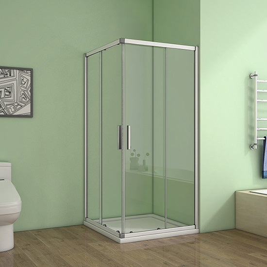 Duschkabine Duschabtrennung Eckeinstieg Schiebetür ESG Klarglas H.185 cm - 100x100 cm