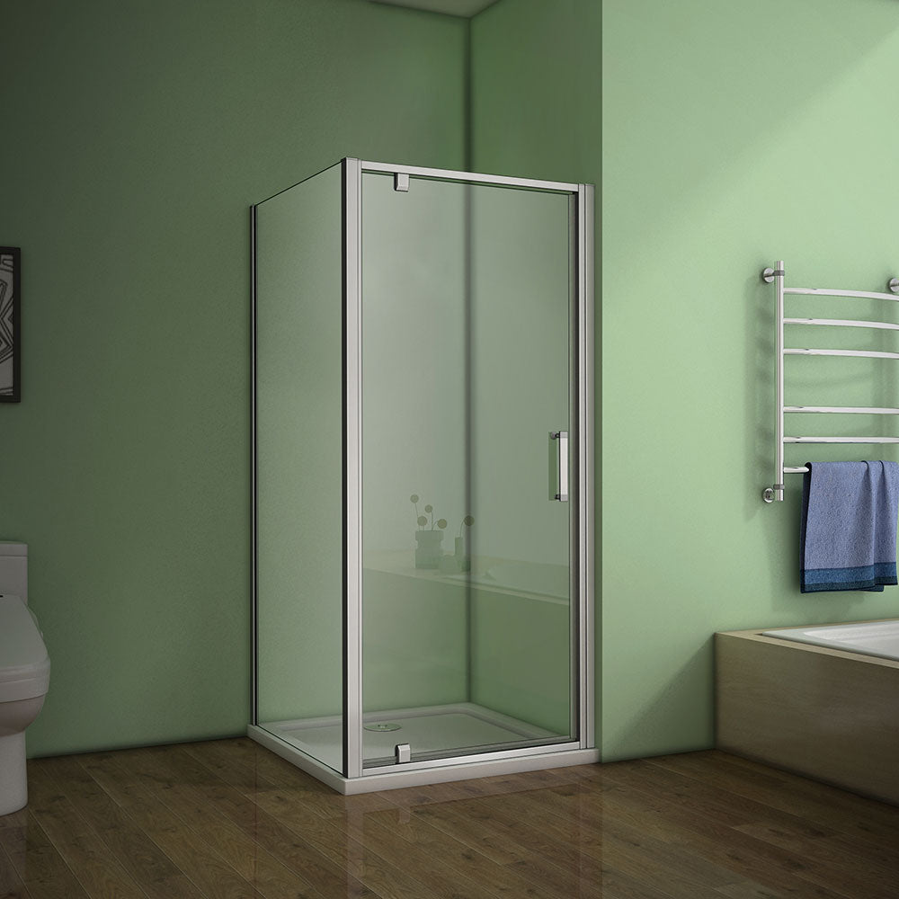 Nischentür Duschabtrennung Drehtür Dusche ESG Sicherheitsglas H.185cm - Duschtür 100cm+Seitenwand 90cm