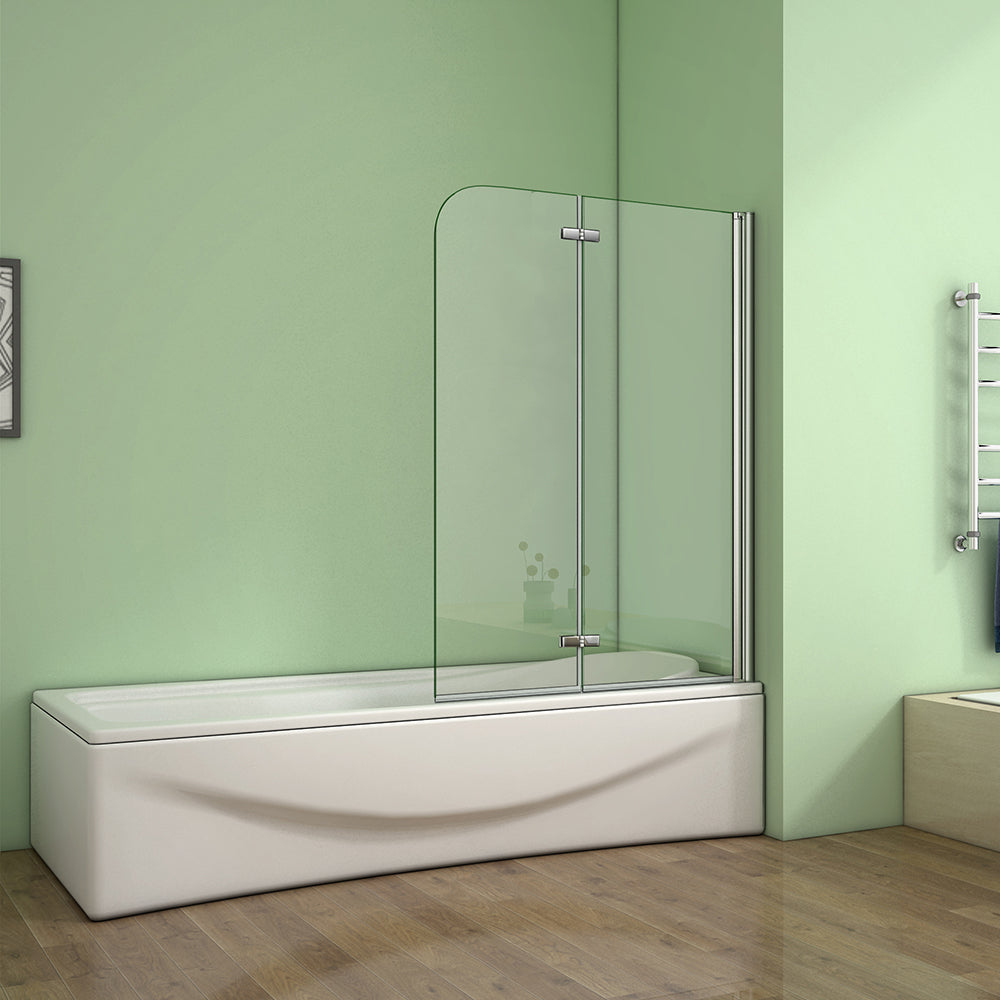 Duschabtrennung Badewannenaufsatz Badewannenfaltwand 2-teilig H.140 cm 6mm NANO Glas - L.90 cm / Ohne Seitenwand
