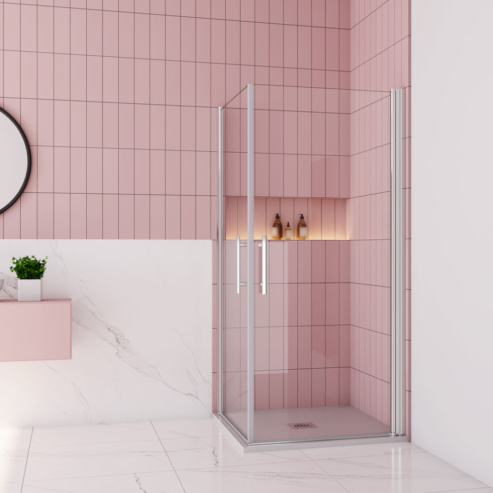 Duschkabine Eckeinstieg 6 mm NANO Glas 100x100 cm Chrom Duschabtrennung H.195 cm