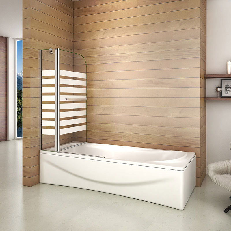 Badewannenaufsatz Drehbar 2-teilig Glas 120x140 cm 6mm NANO Glas mit Stabilisator - Linksmontage