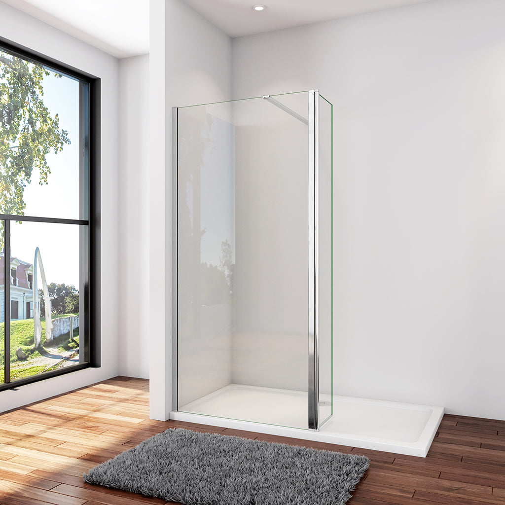 Walk In Dusche Duschwand 100+40 x H.200 cm 8mm NANO Glas Stabistange 140 cm Glaswand Duschhaus