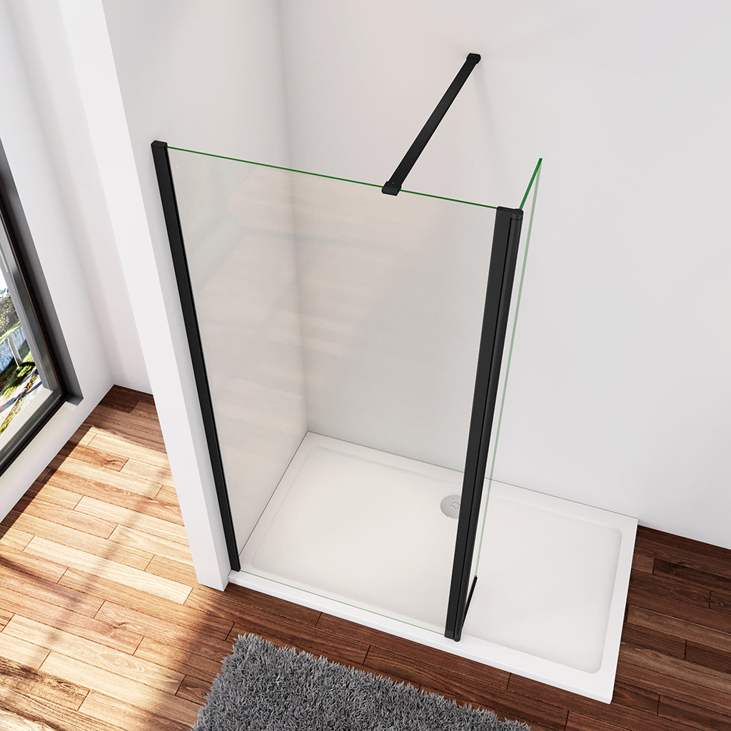 Walk In Duschtrennwand 100+40 x H.200 cm 8mm NANO Glas Aluminium Stabistange 140 cm Duschhaus