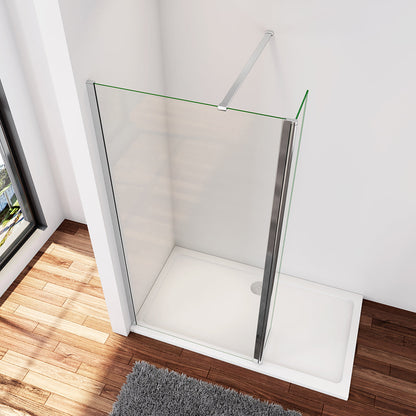 Walk In Duschtrennwand 120+40 x H.200 cm 8mm NANO Glas Aluminium Stabistange 140 cm Duschhaus