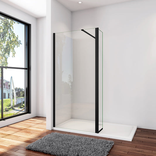 Walk In Dusche Duschwand 120+40 x H.200 cm 8mm NANO Glas Stabistange 140 cm Aluminium Duschhaus