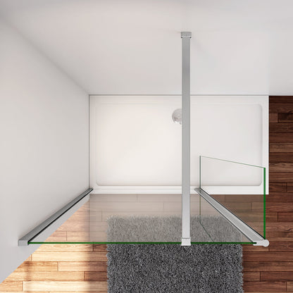 Walk In Duschwand Dusche 160+40 x H.200 cm 8mm NANO Glas Aluminium Stabistange 140 cm Duschhaus