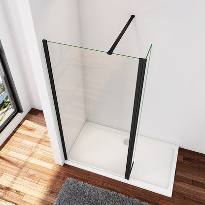 Walk In Duschwand Dusche 100+30 x H.200 cm 8mm NANO Glas Aluminium Stabistange 140 cm Duschhaus