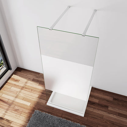 Duschwand Duschabtrennung 107.7 x H.200 cm 8mm Glas mit Glasschutzfolie Stabistange 140 cm Duschhaus
