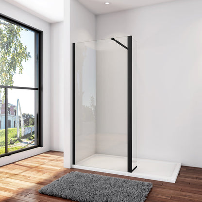 Walk In Duschtrennwand 130+30 x H.200 cm 8mm NANO Glas Stabistange 73-120 cm Aluminium Duschhaus