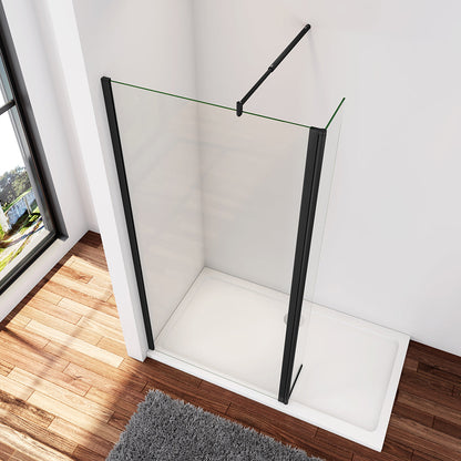 Walk In Duschwand Dusche 130+30 x H.200 cm 8mm NANO Glas Aluminium Stabistange 70-120cm Duschhaus