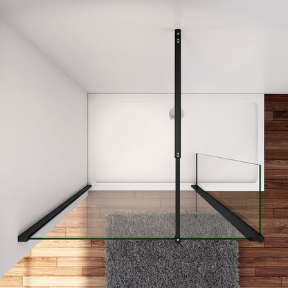 Walk In Duschtrennwand 160+30 x H.200 cm 8mm NANO Glas Aluminium Stabistange 70-120cm Duschhaus