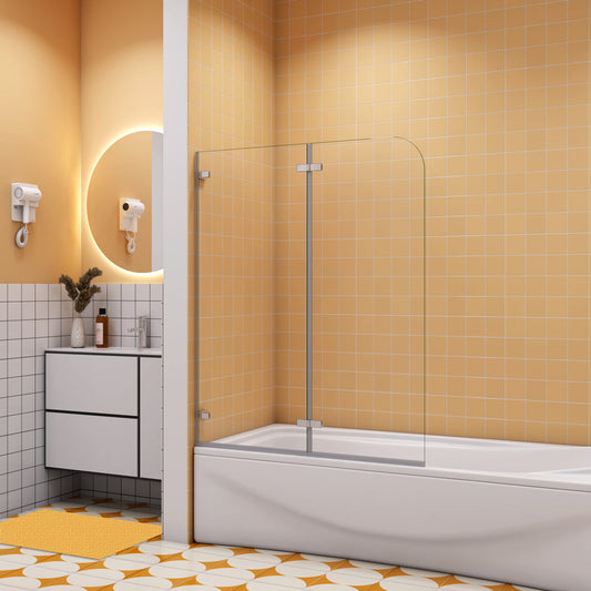 Badewannenaufsatz 5 mm Glas 110 cm Chrom Duschwand für Badewanne H.140 cm