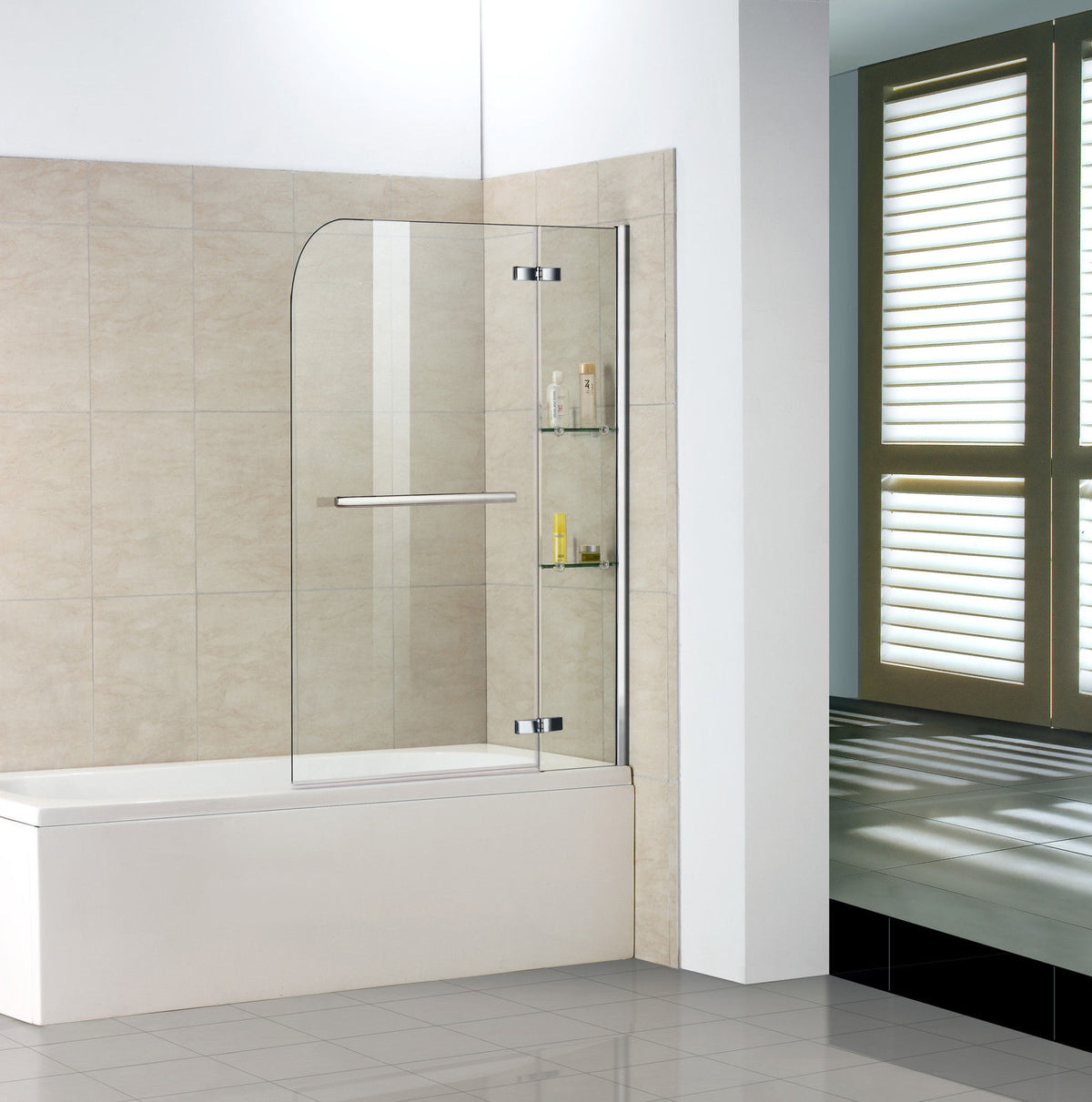 Badewannenaufsatz 2-teilig Duschwand ESG Glas Duschabtrennung H.140 cm - L.90 cm