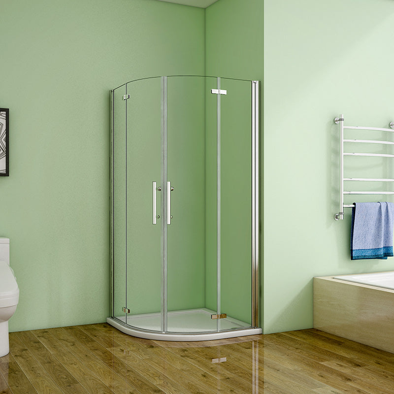 Viertelkreis Duschkabine Runddusche dusche ESG Sicherheitsglas H.195cm NANO Glas - 80x80 cm